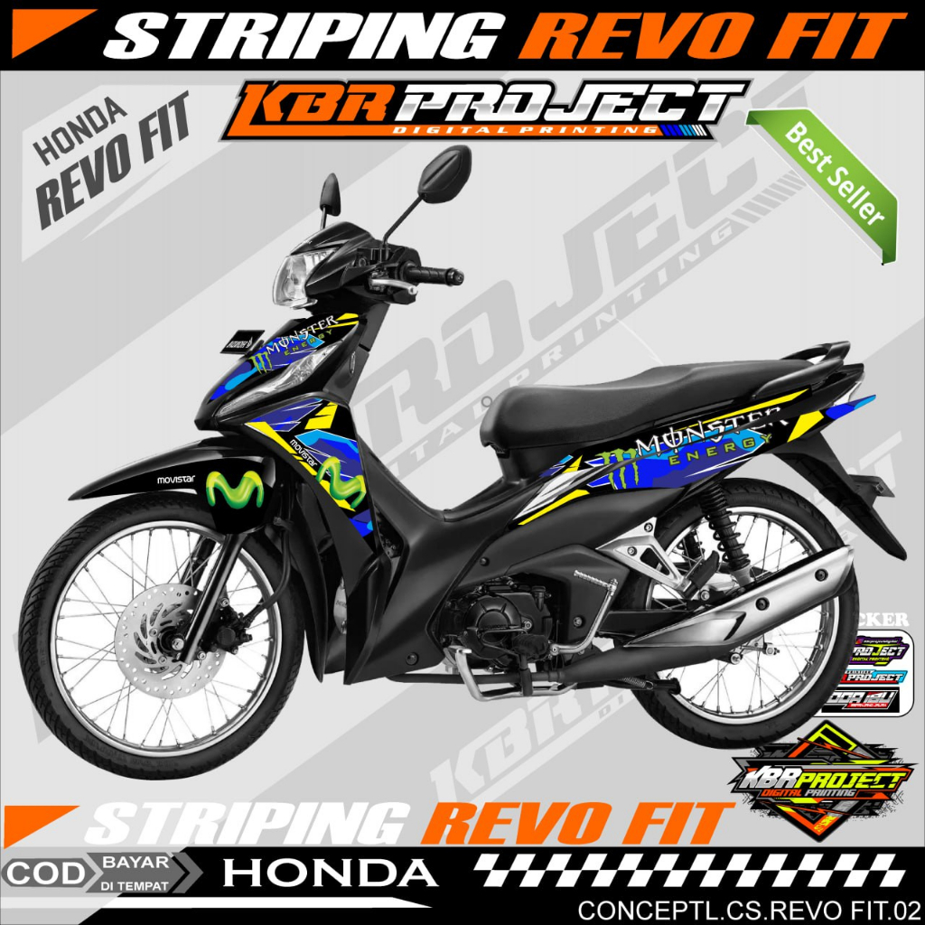 REVO FIT STIKER  STRIPING MOTOR KEREN LIS VARIASI REVO FIT STIKER MOTOR HONDA DESAIN RACING 03 HOLOG