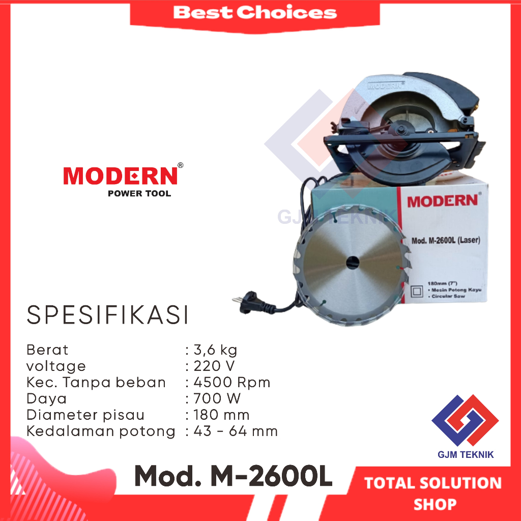 Mesin Circular Saw Modern M-2600L - Mesin gergaji modern 7 inch laser - gergaji modern laser murah