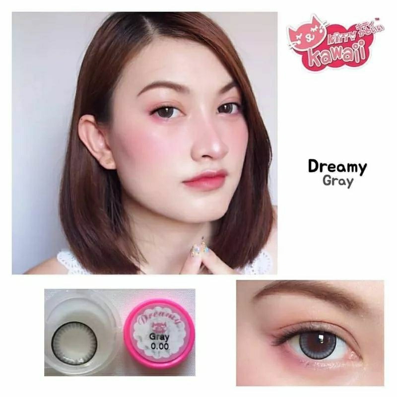 Softlens Kitty Kawai Dreamy Brown Grey Normal Minus ( -0.5 s.d -10.00 ) Made in Korea