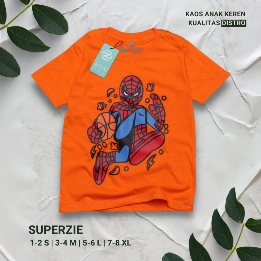 Pakaian Kaos Anak Baju Anak Kaos Laki-laki Atasan Anak Distro Superhero Laki SPIDERBALL ORANGE RGKIDS