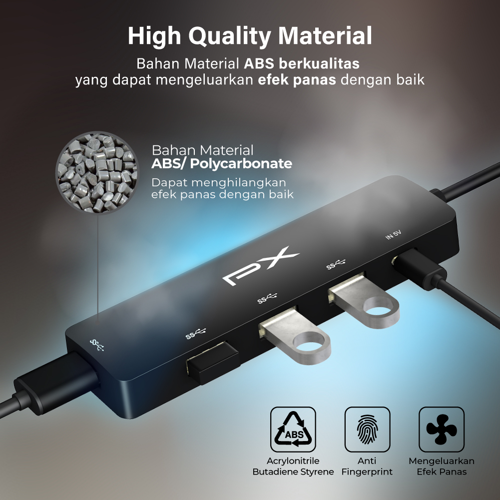 USB Hub Converter USB 3.0 Connector Adaptor Laptop 5 in 1 PX UCH05A