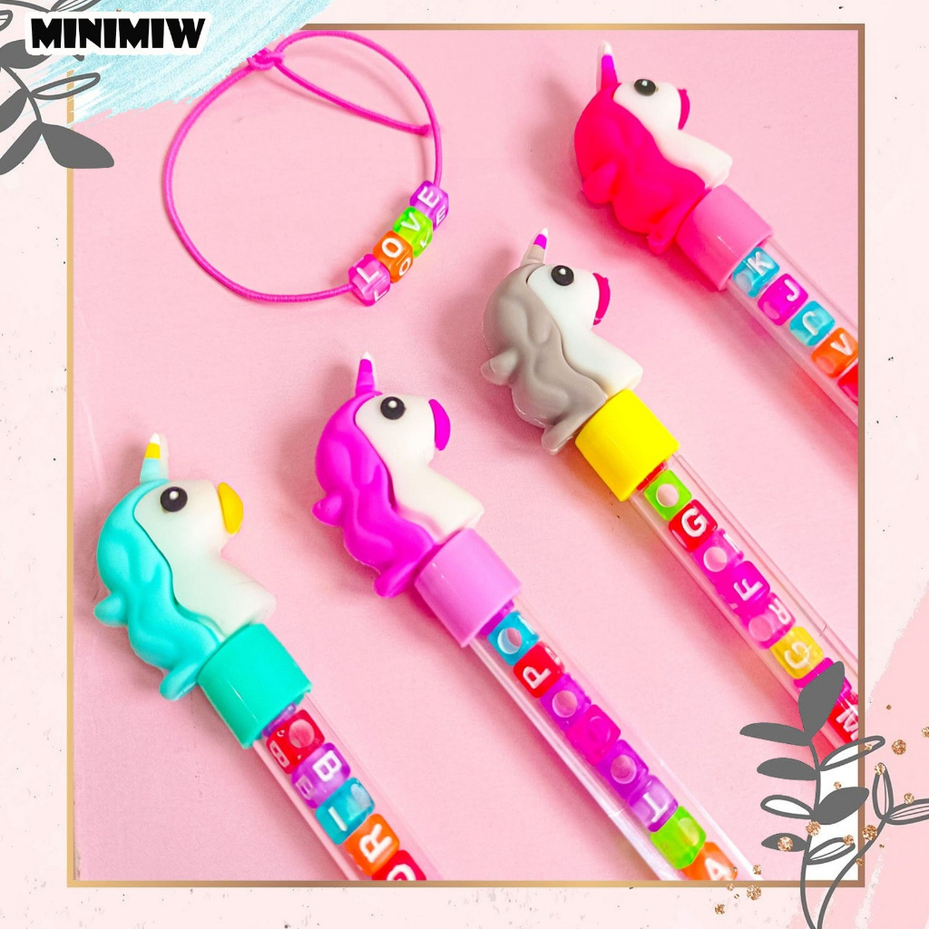 PULPEN DIY GELANG HURUF KEPALA UNICORN BOLPEN ALAT TULIS KARTUN BOLPOIN UNIK IMUT MURAH PEN GEL KARAKTER PENA UNIK LUCU MURAH