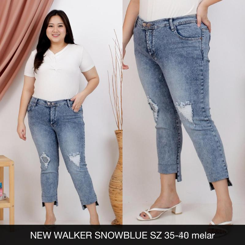 CELANA JEANS WANITA UKURAN NORMAL &amp; JUMBO  7/9 WALKER RIPPED SERIES-SYS CLOTHIER