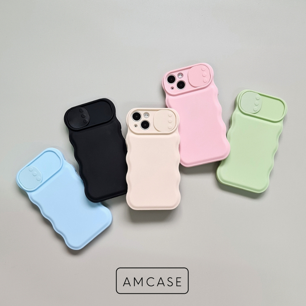 WSC - IPHONE X / XS / XR / 11 / 11 PRO / 11 PRO MAX / 12 / 12 PRO / 12 PRO MAX / 13 / 13 PRO / 13 PRO MAX / 14 / 14 PRO / 14 PRO MAX | WAVE sliding soft case gelombang berwarna-i pastel candy macaron