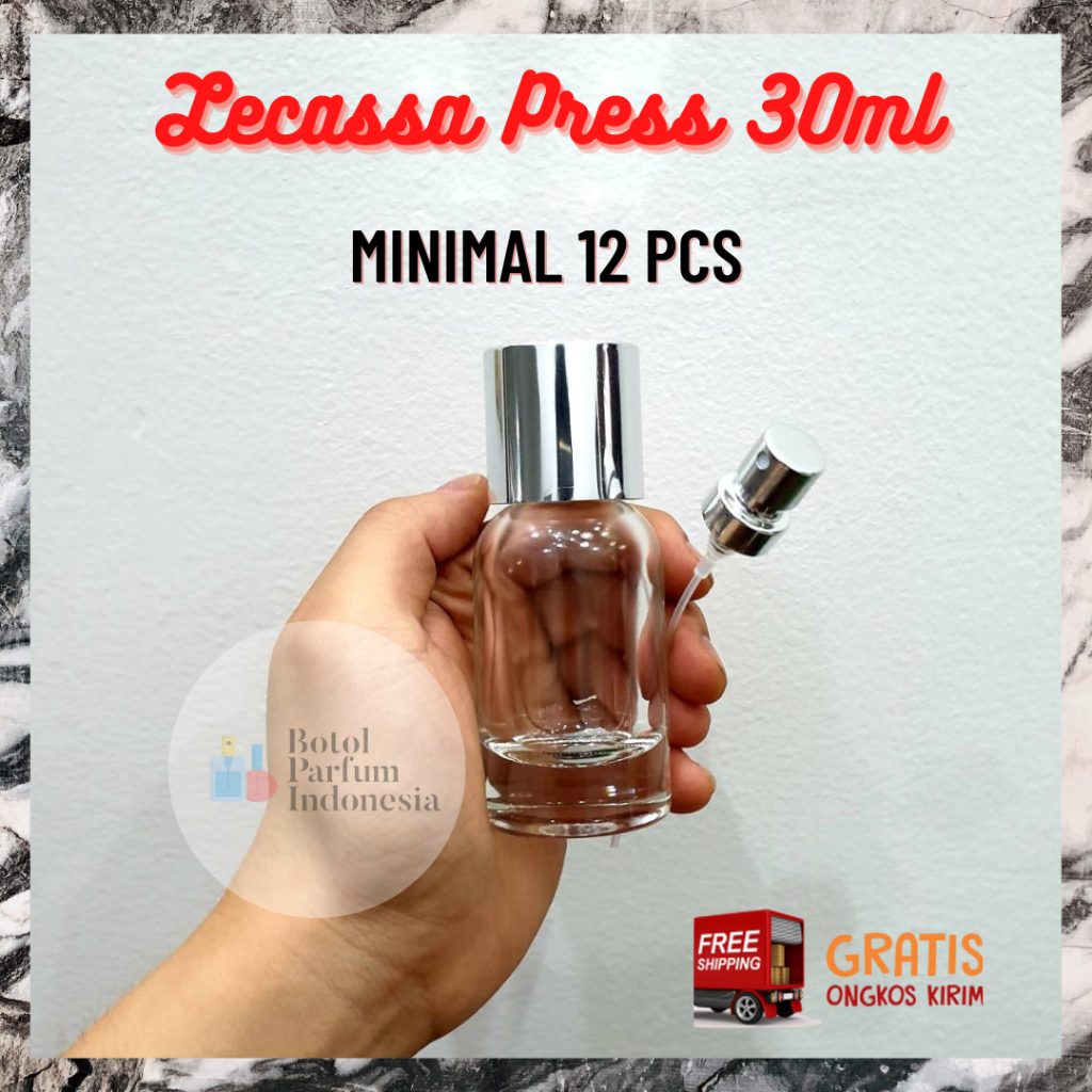 BOTOL PARFUM LE CASA 30ML PRESS - BOTOL PARFUM KOSONG LE CASA - BOTOL PARFUM KACA 30ML