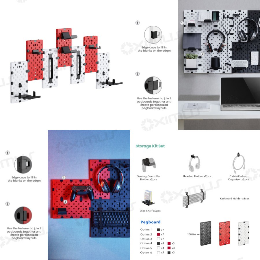 Rak Papan Dinding Gantung Modular Pegboard Wallmount DIY OXIMUS GSW02