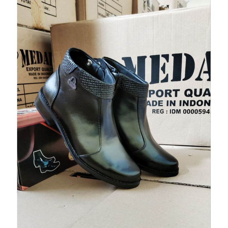 SEPATU KULIT WANITA PDH BOOTS POLWAN SECWAN PNS SEPATU CEWEK SEPATU HEELS BOOTS DINAS KERJA KANTOR