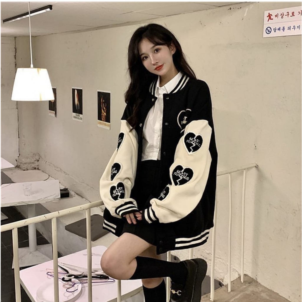 BEST FRIEND JAKET BASEBALL VARSITY WANITA | VARSITY JAKET | JAKET WANITA KOREAN