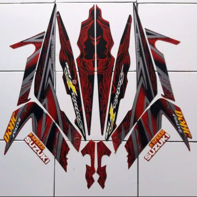 striping stiker satria fu 2011 barong hitam merah