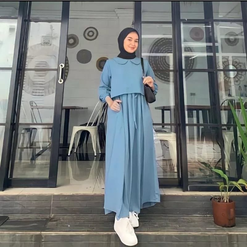 Gamis ZAFINA Bahan Crinkle Airflow Wanita Dewasa Remaja Kekinian Terbaru 2023 Modern Simple Elegan Viral Korean Style Elegan Murah Tapi Mewah