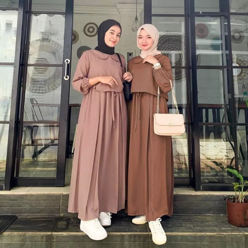 Gamis ZAFINA Bahan Crinkle Airflow Wanita Dewasa Remaja Kekinian Terbaru 2023 Modern Simple Elegan Viral Korean Style Elegan Murah Tapi Mewah