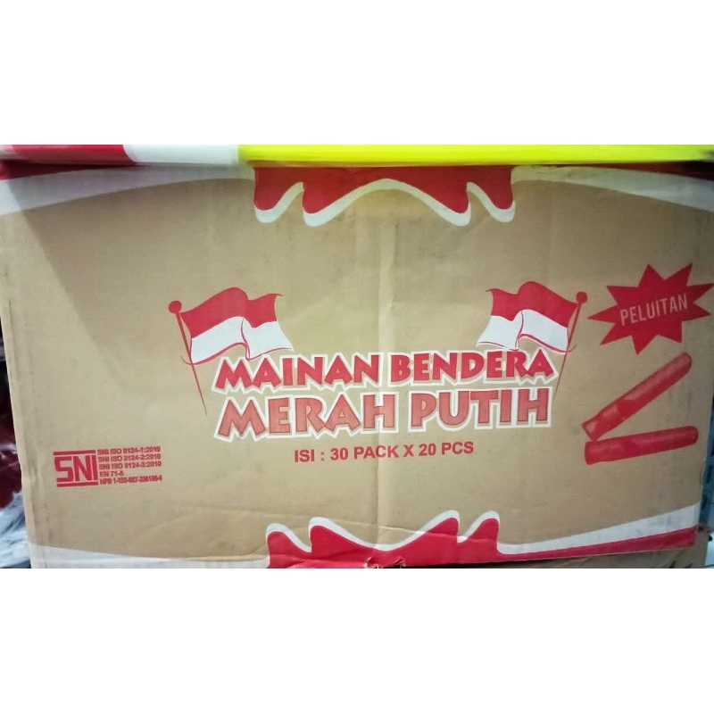 Bendera Gagang Plastik Merah Putih Peluit Bendera Suport Mainan Bendera Peluit 1pack