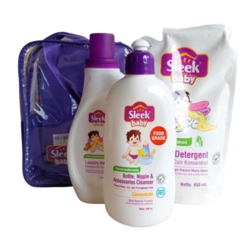 ( Free Pop It ) Sleek Baby Special Paket / Paket Sleek Bottle Cleanser Laundry Sleek / Pencuci Botol Sleek Sabun Bayi / Paket Hemat Sleek