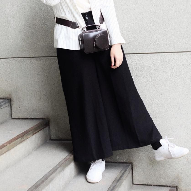 Rok Kerja Scuba Bawahan Rok Hitam Line A Kualitas Premium