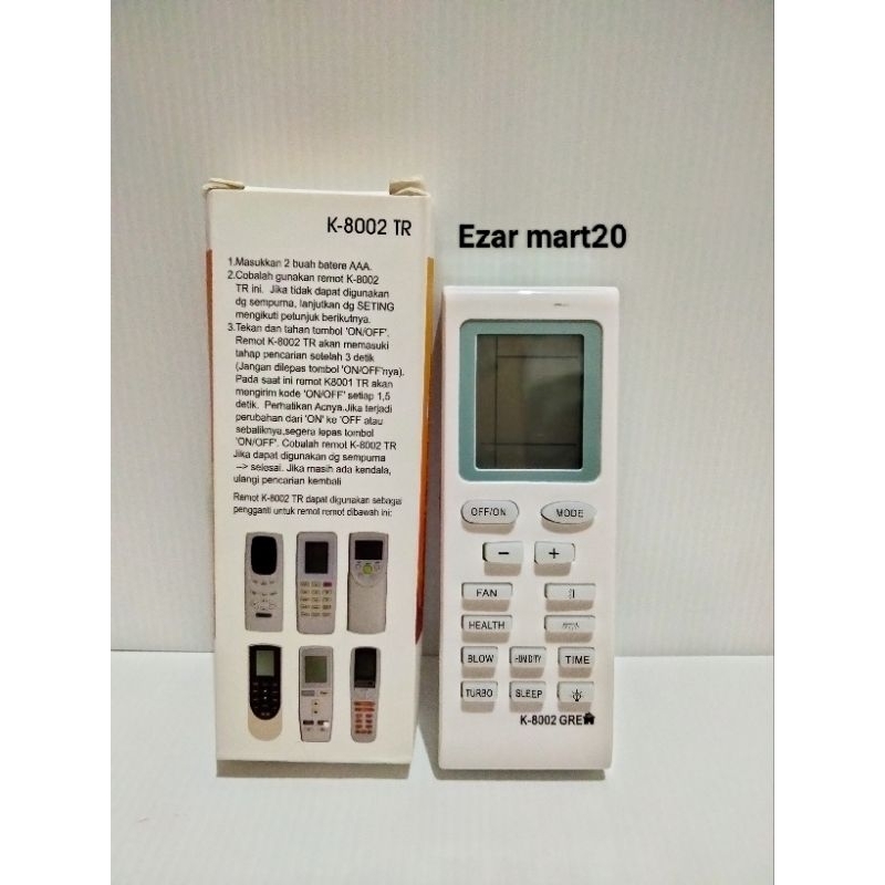 REMOTE AC GREE MULTI CHUNGE K.8002 TR