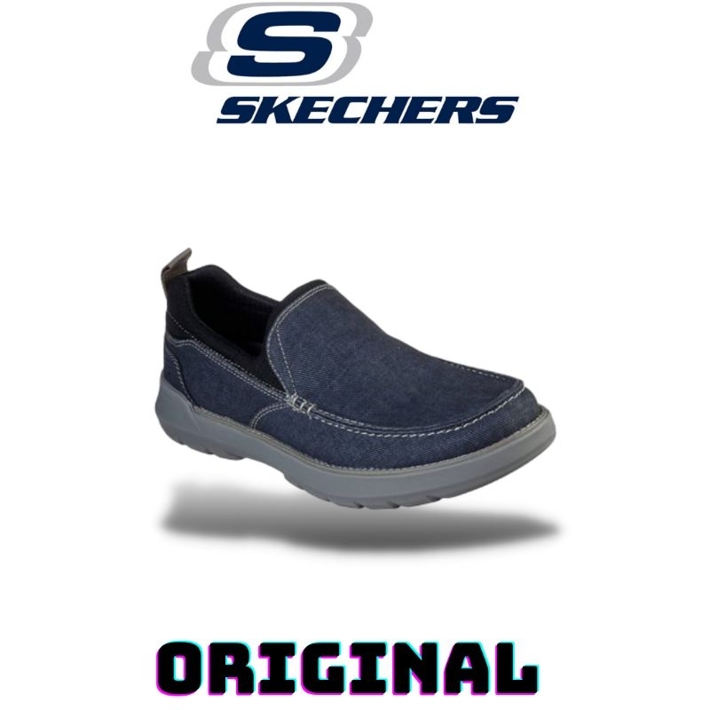 Sepatu Skechers Doveno Slip On Navy ( 204050/NVY ) Original