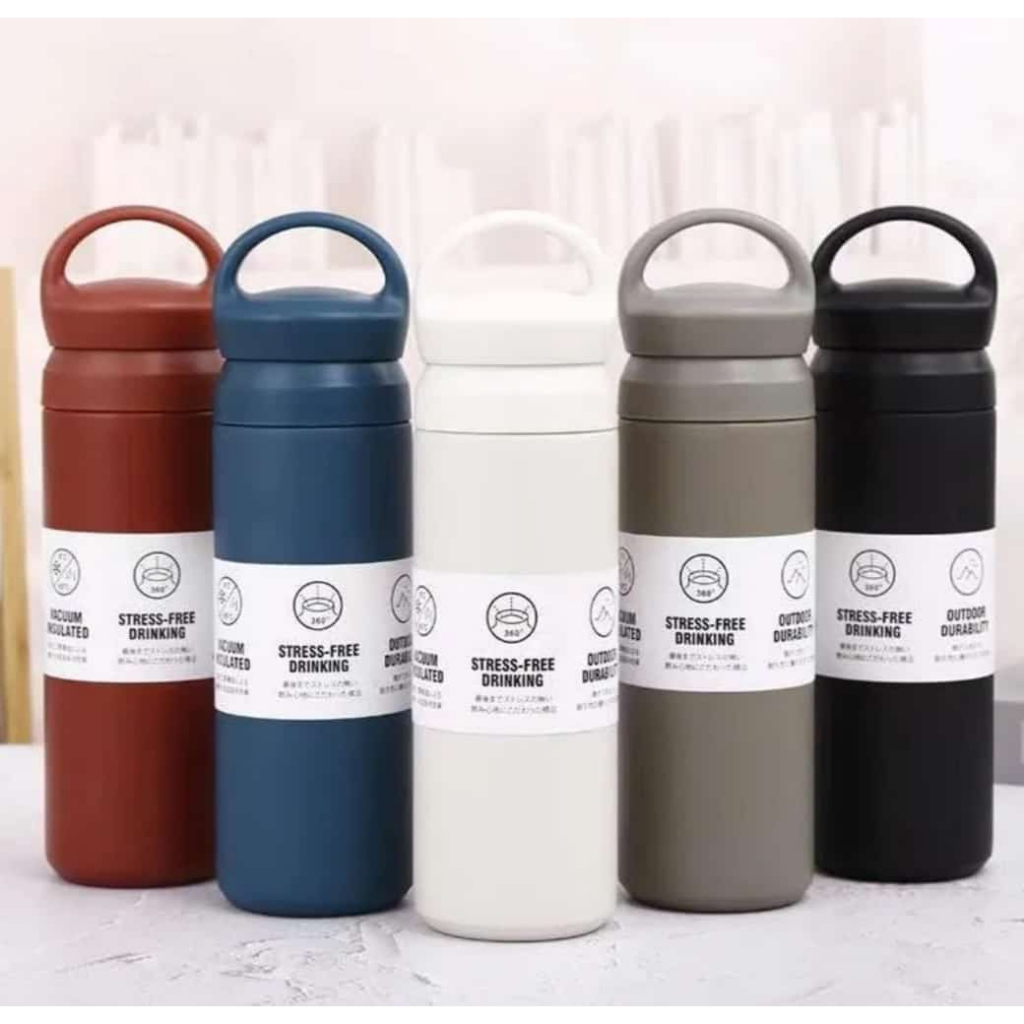 Termos-Tumbler Stainless Steel 1035 500ml Warm Handle Vacuum Flask-Tumbler Gagang Japan Hook Travel Air Minum Tahan Panas&amp;Dingin