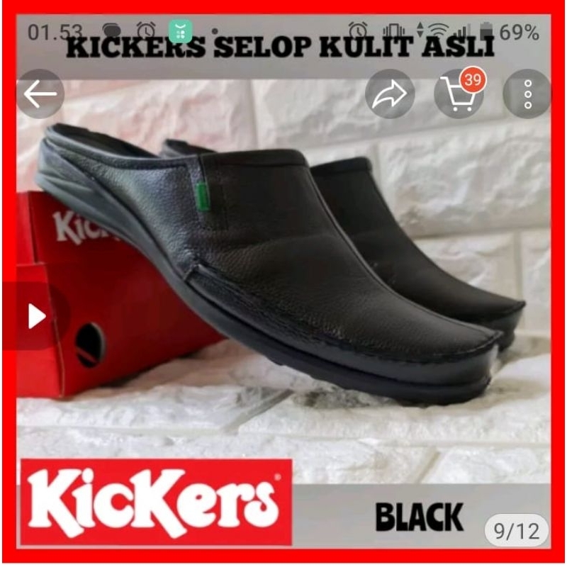 Sandal sepatu Slop Bustong Pria Kulit Asli Semi Formal Original  8011