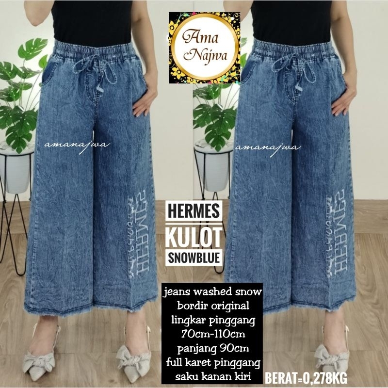 100% ORI Kulot Celana Panjang Jeans Wanita by Ama Najwa [ Hermes Balenciaga Yura ]