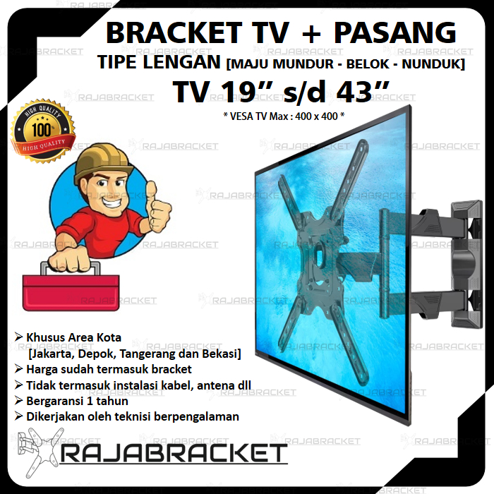 Bracket TV + Pasang Area Jakarta Depok Tangerang Bekasi [ Tipe Lengan ]