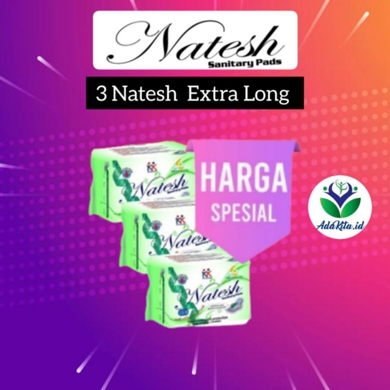 Natesh Pembalut Promo Hemat 3 pack Natesh Pantyliner Natesh Day  Natesh Night Natesh Night Extra Lon