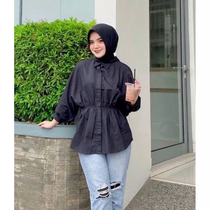 Alya Shirt - Atasan Wanita - Kemeja Kerut Depan