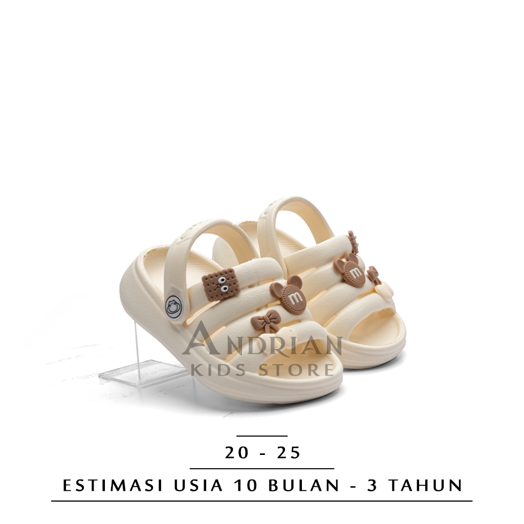 Irsoe - New Sandal anak perempuan baby girl model selop garis tali belakang berkarakter 1 - 3 tahun