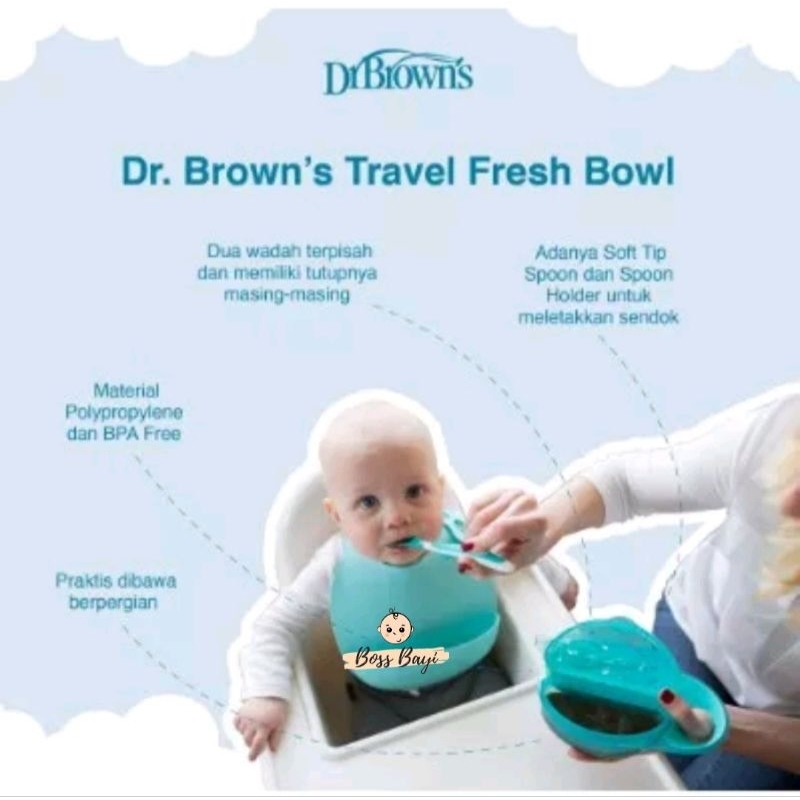 DR BROWN'S - Travel Fresh Bowl and Snap In Spoon / Tempat Makan Bayi + Sendok