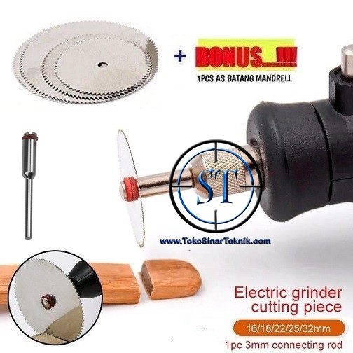 5 Pcs Mata Gergaji Potong Kayu Triplek Untuk Mini Grinder gerinda Mini Bor Drill  Circular Saw Cutting Disc + 1 Batang As Shank Mandrel