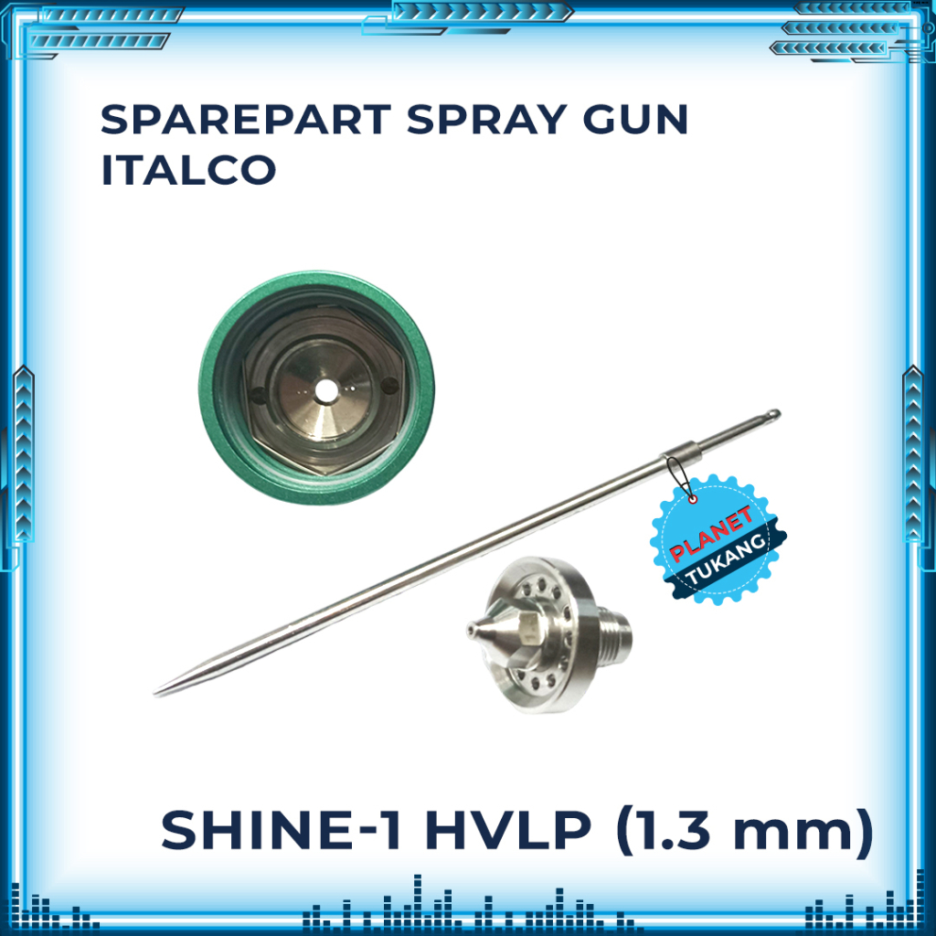 Set Nozzle Sparepart Spraygun Shine 1 HVLP 1.3 mm Fluid Nozzle Set