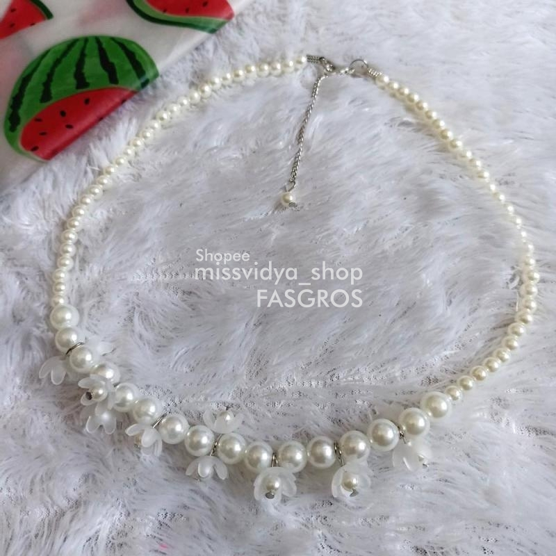Kalung Hijab Mutiara Putih | Aksesoris