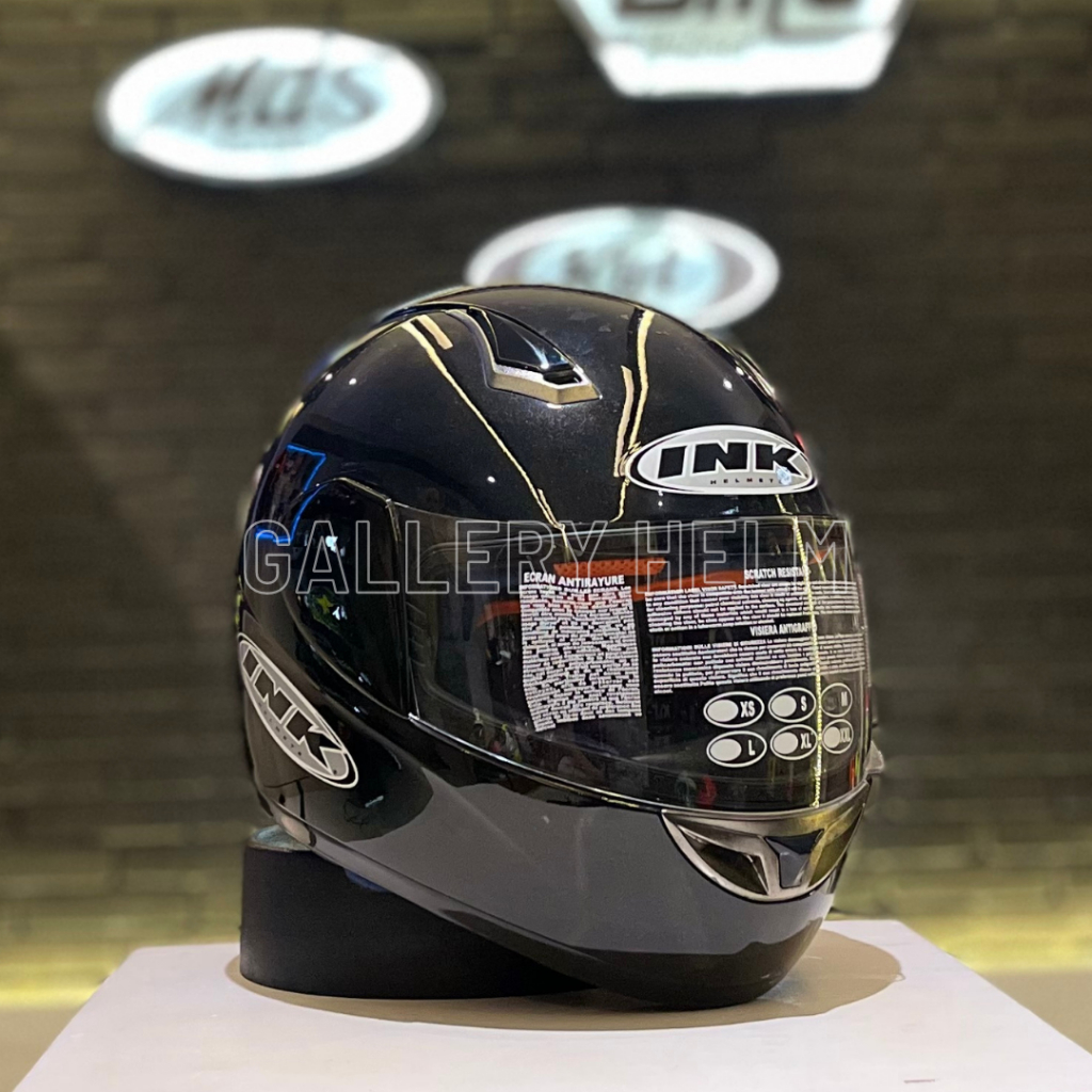 INK GP 2 Race Chromo Solid Black Metalic / INK GP Race Chromo Solid / helm full face / helm original