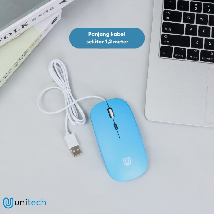 Optical Mouse Kabel Super Slim Plus LED Unitech 1200DPI M2