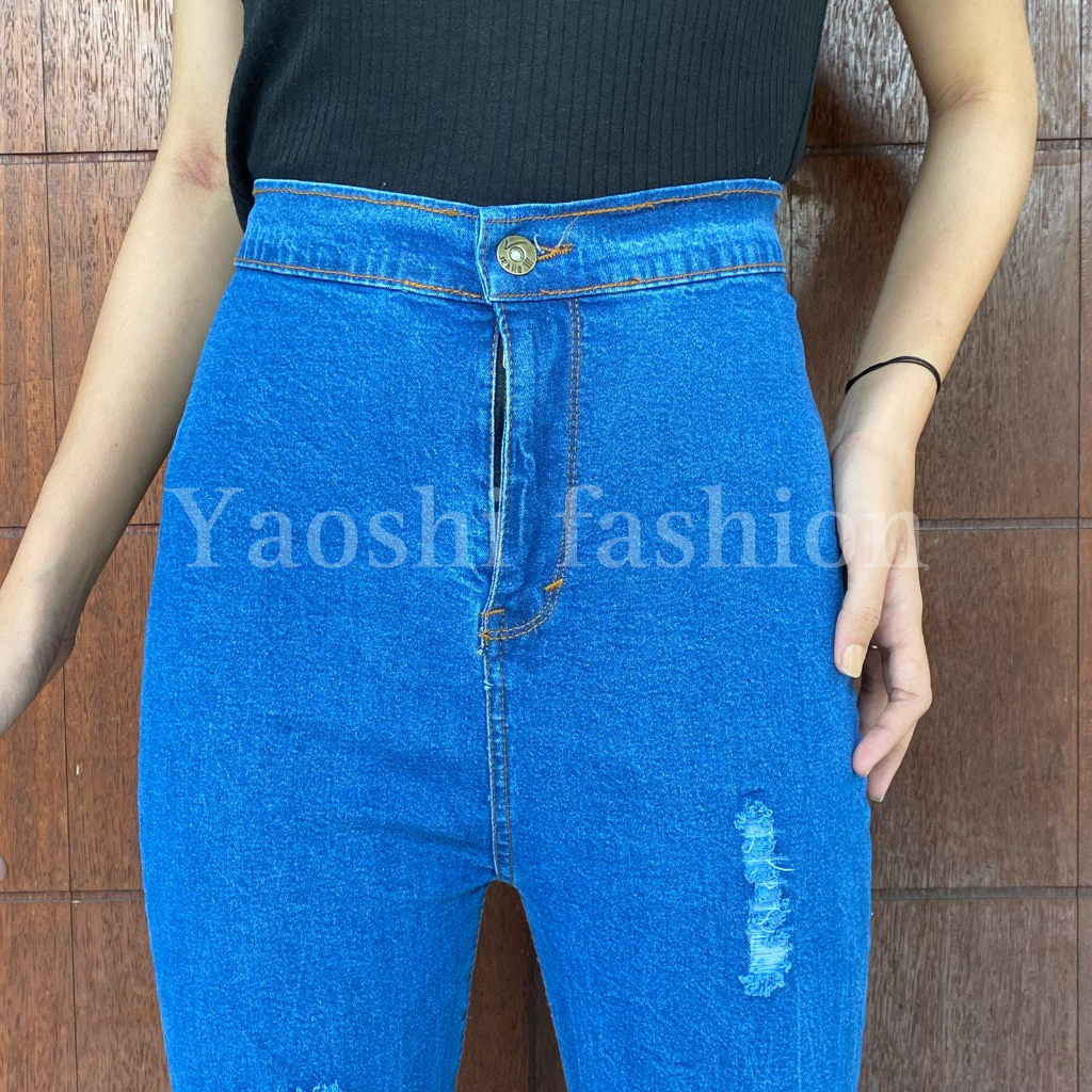 YAOSHI - CELANA JEANS PANJANG WANITA - JEANS CUTBRAY RIPPET  HIGH WAIST CUTBRAY RAWIS VIRAL KEKINIAN 2023