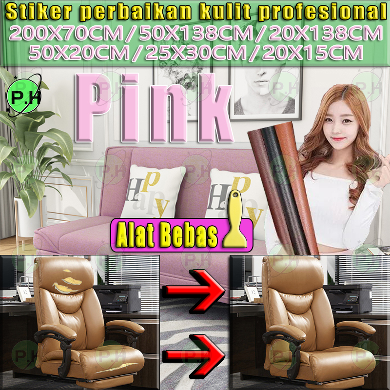 【Sticker Kulit Sofa Tersedia grosir】COD  Pink 200CM*70CM Lem impor yang kuat PU Sticker Stiker Leath