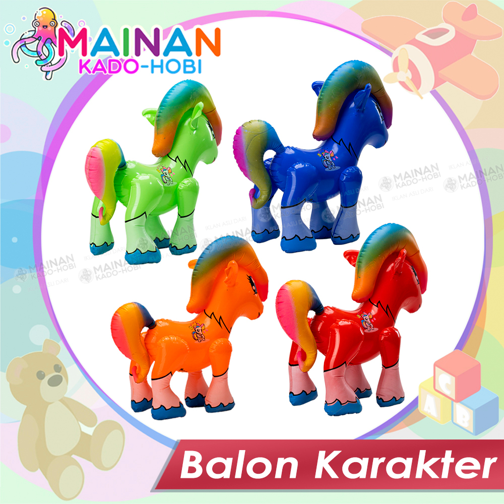 HADIAH ULANG TAHUN MAINAN ANAK BOLA BALON FOIL 3 DIMENSI KARAKTER UNICORN KUDA PONY