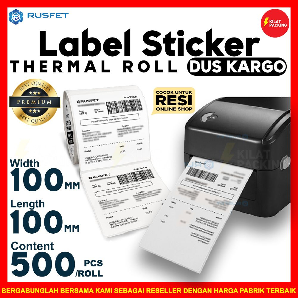 

Label roll thermal stiker thermal A6 500pcs rusfet satuan dus kargo