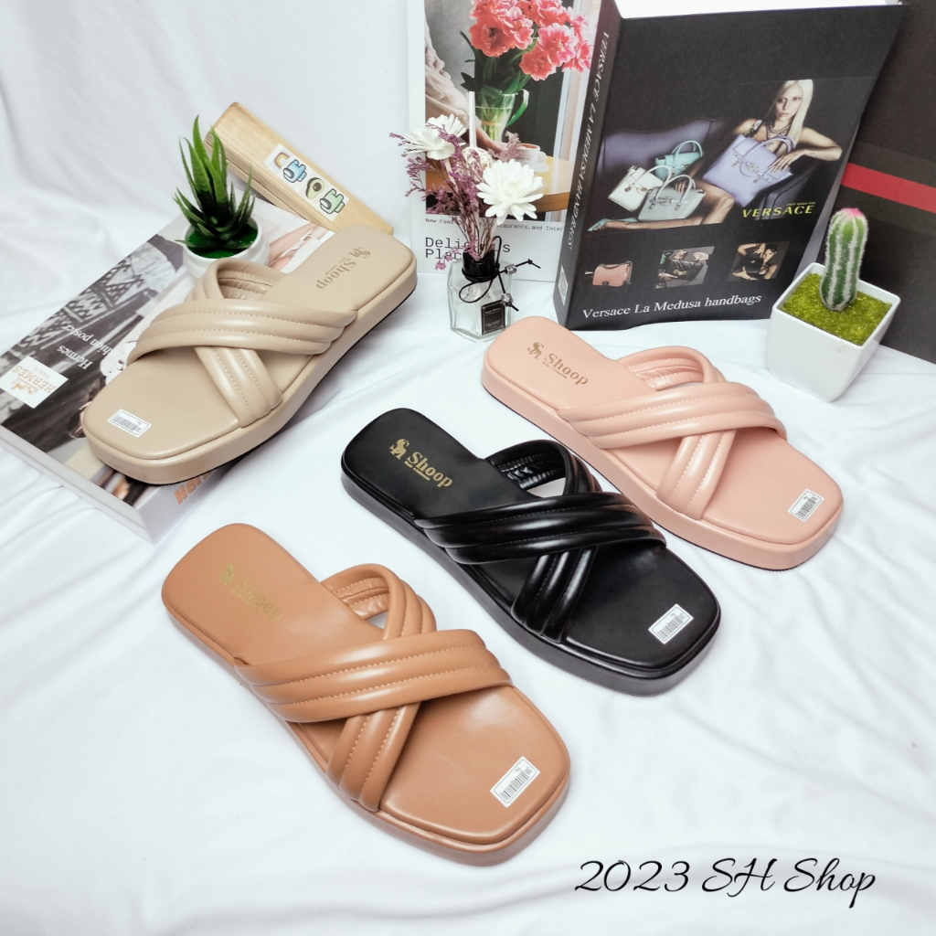 Sandal Wanita kekinian Flatfrom Silang Terbaru Empuk Dan Nyaman