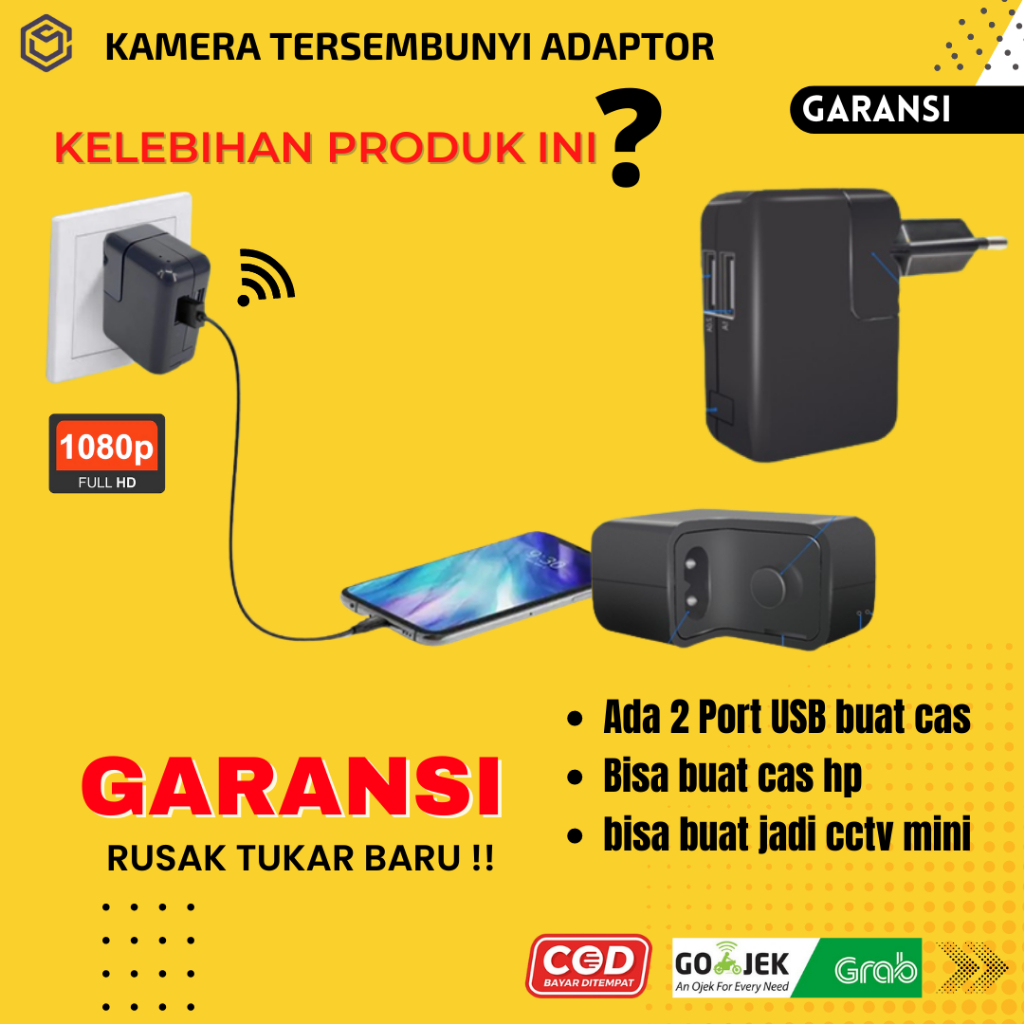 Kamera Mini Tersembunyi Tanpa Kabel Camera Mini Tersembunyi Jarak Jauh SPY Cam Charger Pengintai Hidden Cam JS66