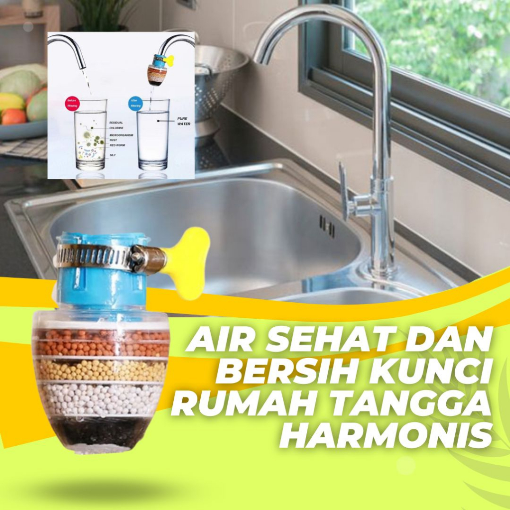 Water Filter Saringan Air Kotor Bakteri Kuman Alat Penjernih Air Kamar Mandi Kran Wastafel 4 Batu Su
