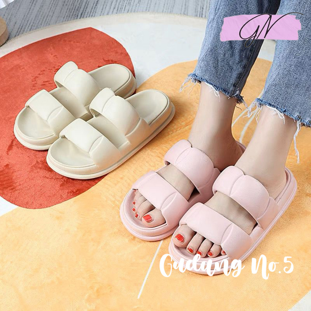 GN-6609 Sandal Jelly Sandal Slop Korean Import Soft Slipper Anti Slip Elastic Empuk PVC