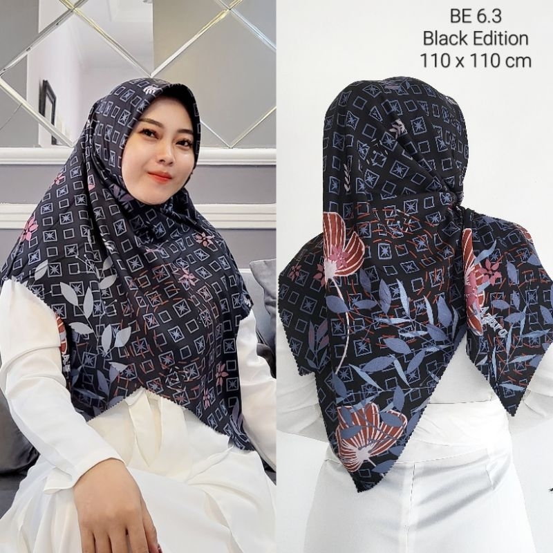 Hijab Motif Segiempat BLACK EDITION Azara Laser Cut BE 2