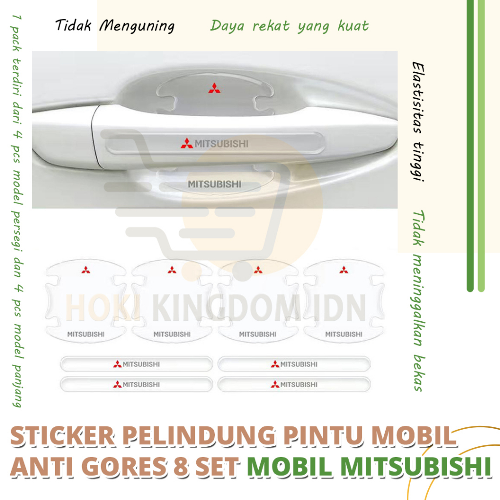 Stiker Pelindung Gagang Pintu Mobil Anti Gores 8set