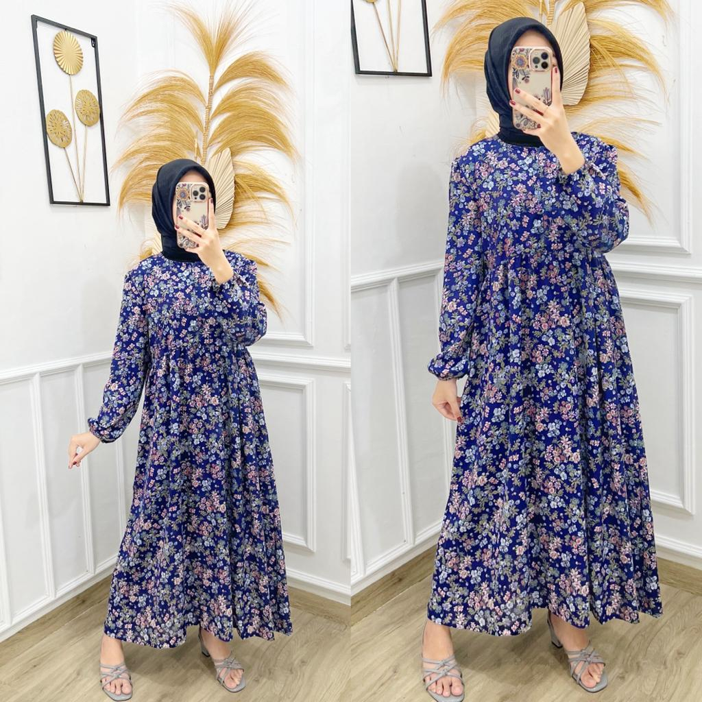 𝐊𝐈𝐑𝐀𝐍𝐈 Midi Dress Rayon Motif Ori Busui Friendly Jumbo Terbaru Kekinian Fashion Muslim Dress Murah Motif Terbaru