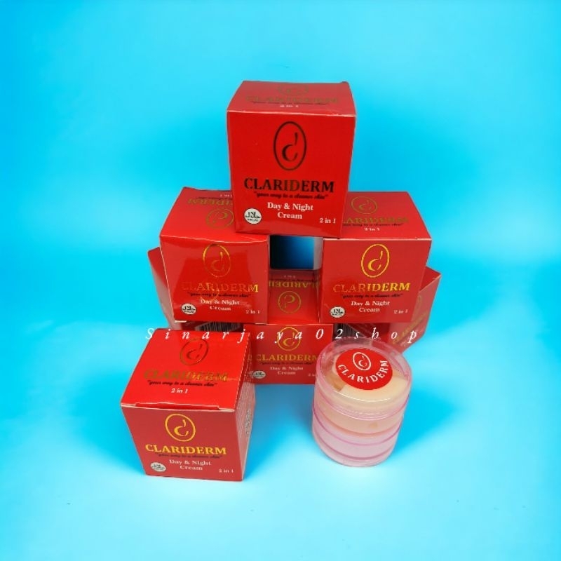 12 Pcs - Cream Clariderm Susun Siang Malam Whitening Klaridem Original