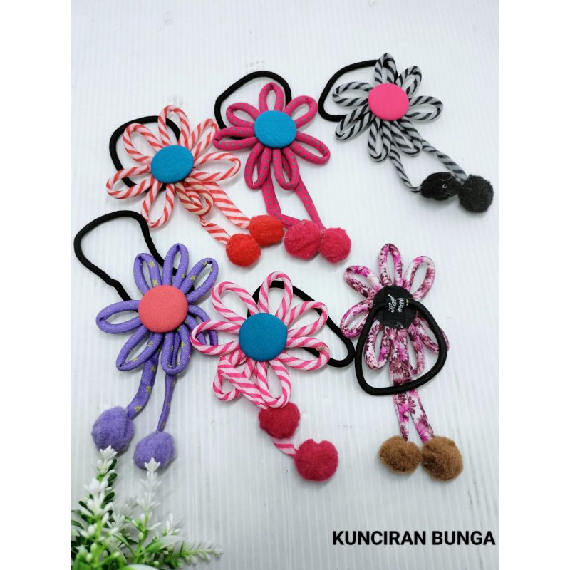 Kuncir rambut motif/Ikat rambut motif Bunga lucu harga/pcs