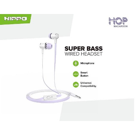 HIPPO HEADSET HOP Macaroon Stylish dan Powerful Headset Earphone