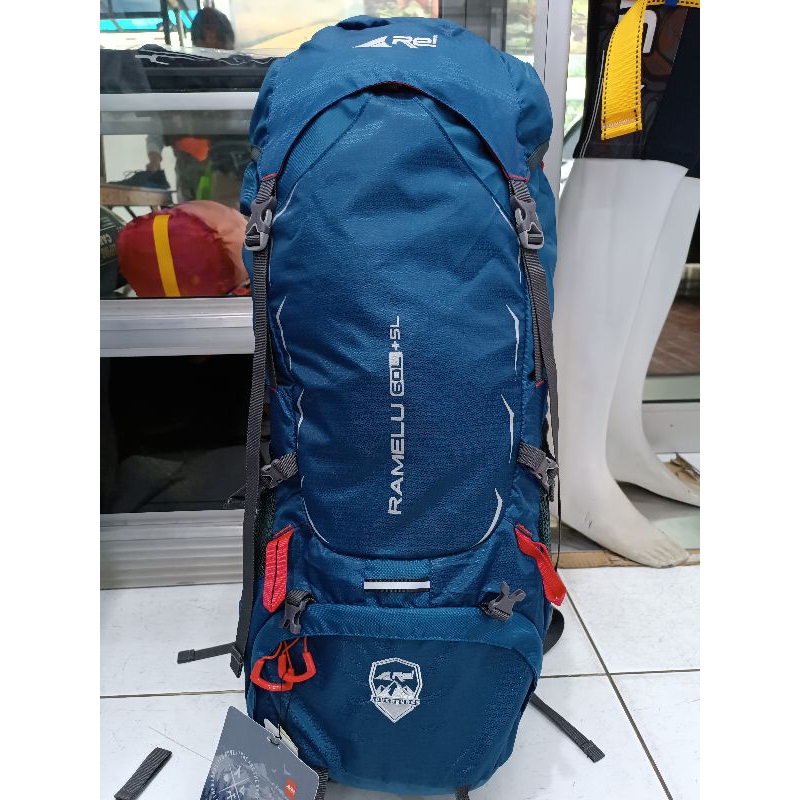 Tas Carrier Rei Ramelu 60+5L Tas Gunung Tas Hiking Outdoor - Original