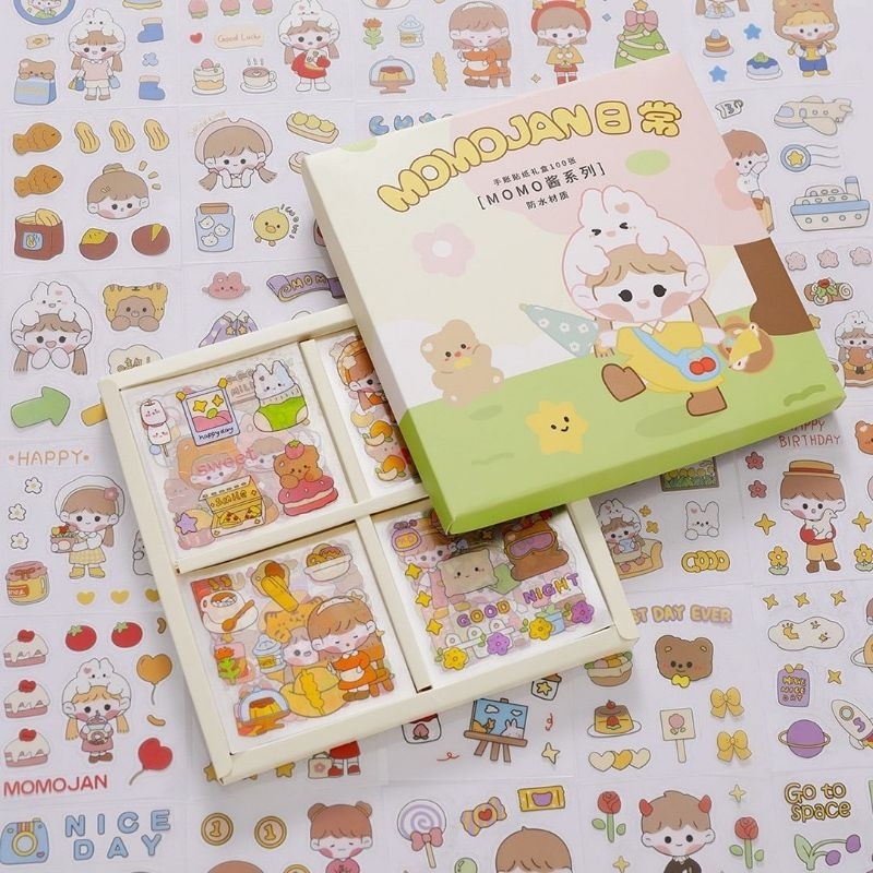 Stiker Momo 100 Lembar Mainan Anak Motif Kartun Korea Stiker Viral Stiker Bento M269