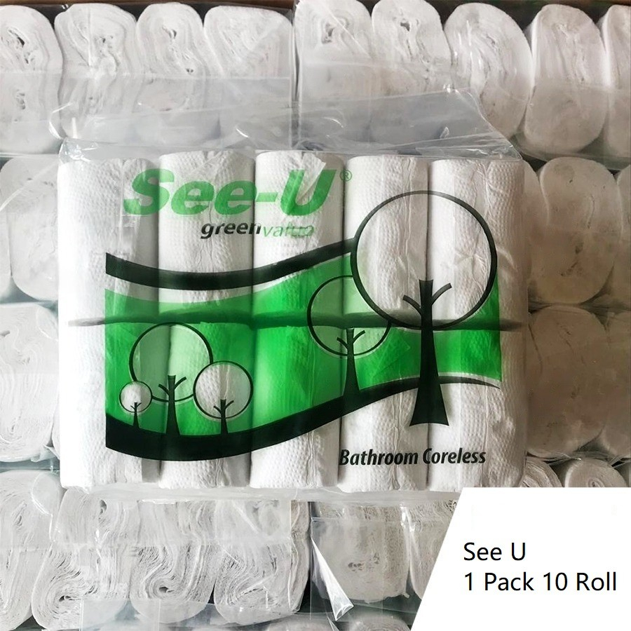 Tissue See U Green Coreless Bathroom / Tisu Toilet / Tisu Warteg / Tisu Gulung isi 10 Roll 2 Ply Murah meriah